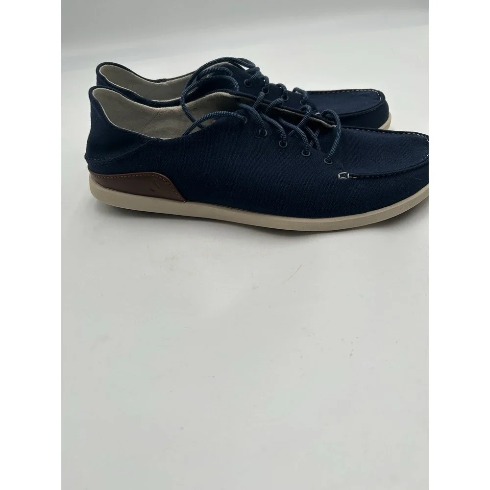 OluKai Manoa Shoes Mens Sz 13 Blue Lace Up Moccasin Boat Deck Canvas Sneaker